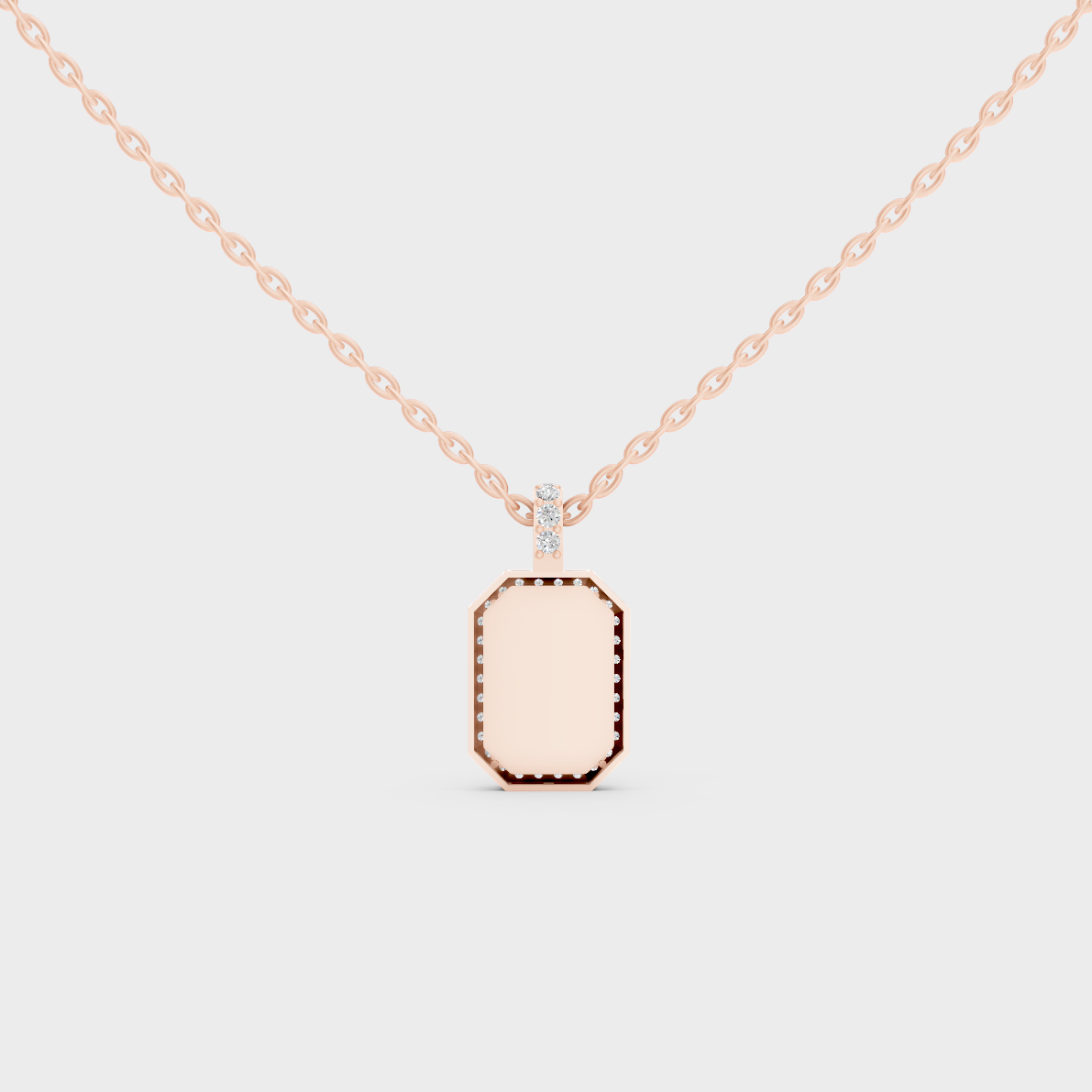 Detailed Close Up of Delicate "M" Initial Diamond Charm Handcrafted in 9K Rose Gold