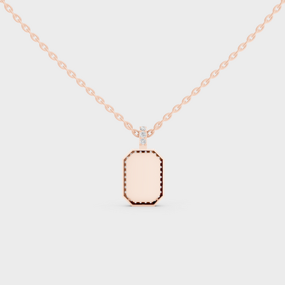 Detailed Close Up of Delicate "M" Initial Diamond Charm Handcrafted in 9K Rose Gold