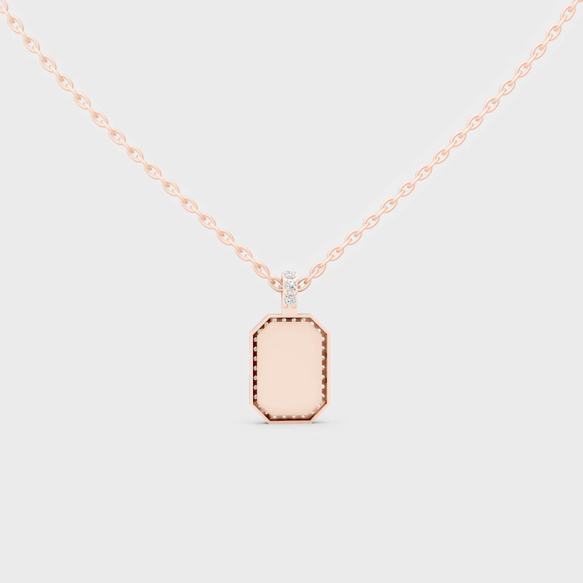 Detailed Close Up of Delicate "N" Initial Diamond Charm Handcrafted in 9K Rose Gold
