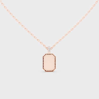 Detailed Close Up of Delicate "N" Initial Diamond Charm Handcrafted in 9K Rose Gold