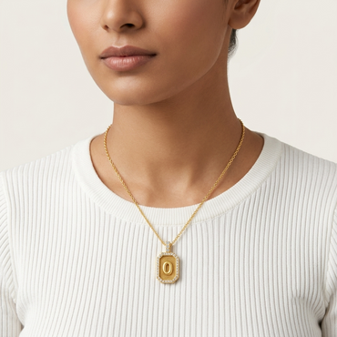 "O" Alphabet Lab Grown Diamond Pendant with Chain