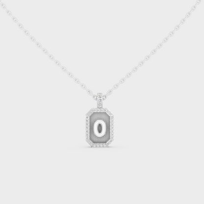 Radiant "O" Alphabet Lab Grown Diamond Pendant Flawlessly Set in 18K White Gold