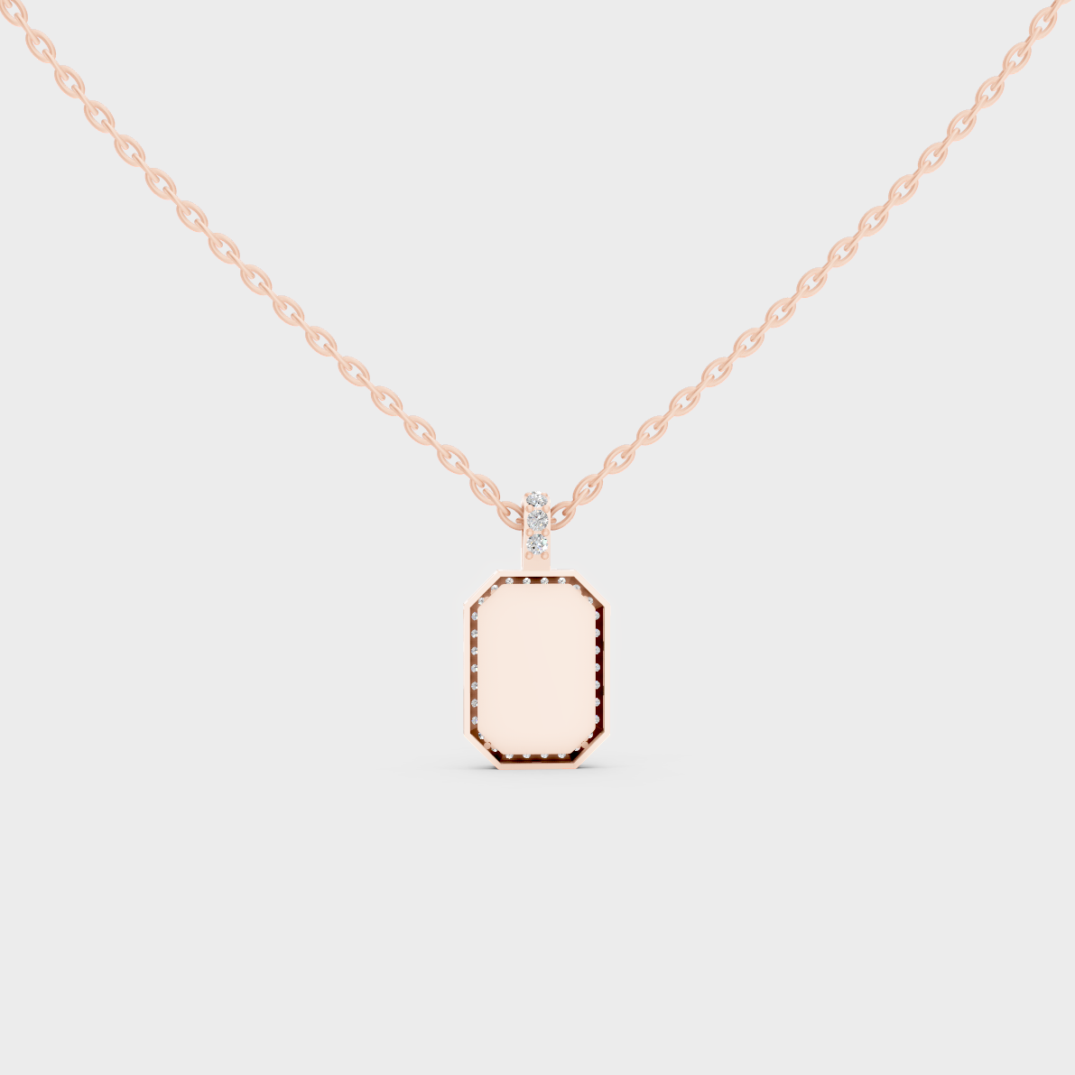 Detailed Close Up of Delicate "O" Initial Diamond Charm Handcrafted in 9K Rose Gold