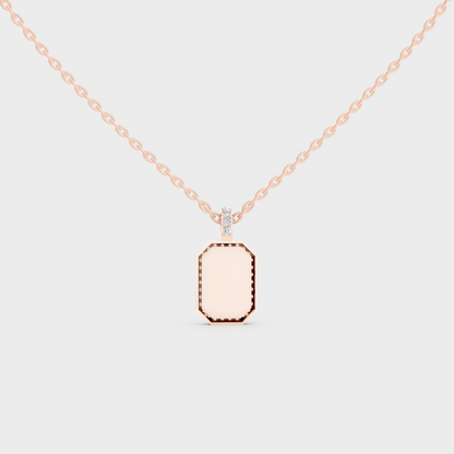 Detailed Close Up of Delicate "O" Initial Diamond Charm Handcrafted in 9K Rose Gold