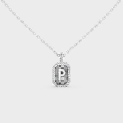 Radiant "P" Alphabet Lab Grown Diamond Pendant Flawlessly Set in 18K White Gold