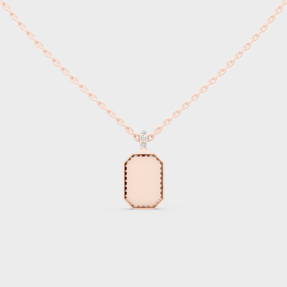 Detailed Close Up of Delicate "P" Initial Diamond Charm Handcrafted in 9K Rose Gold