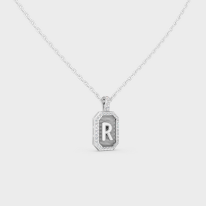 Sleek Modern "R" Lab Diamond Initial Charm Crafted in Durable 9K White Gold