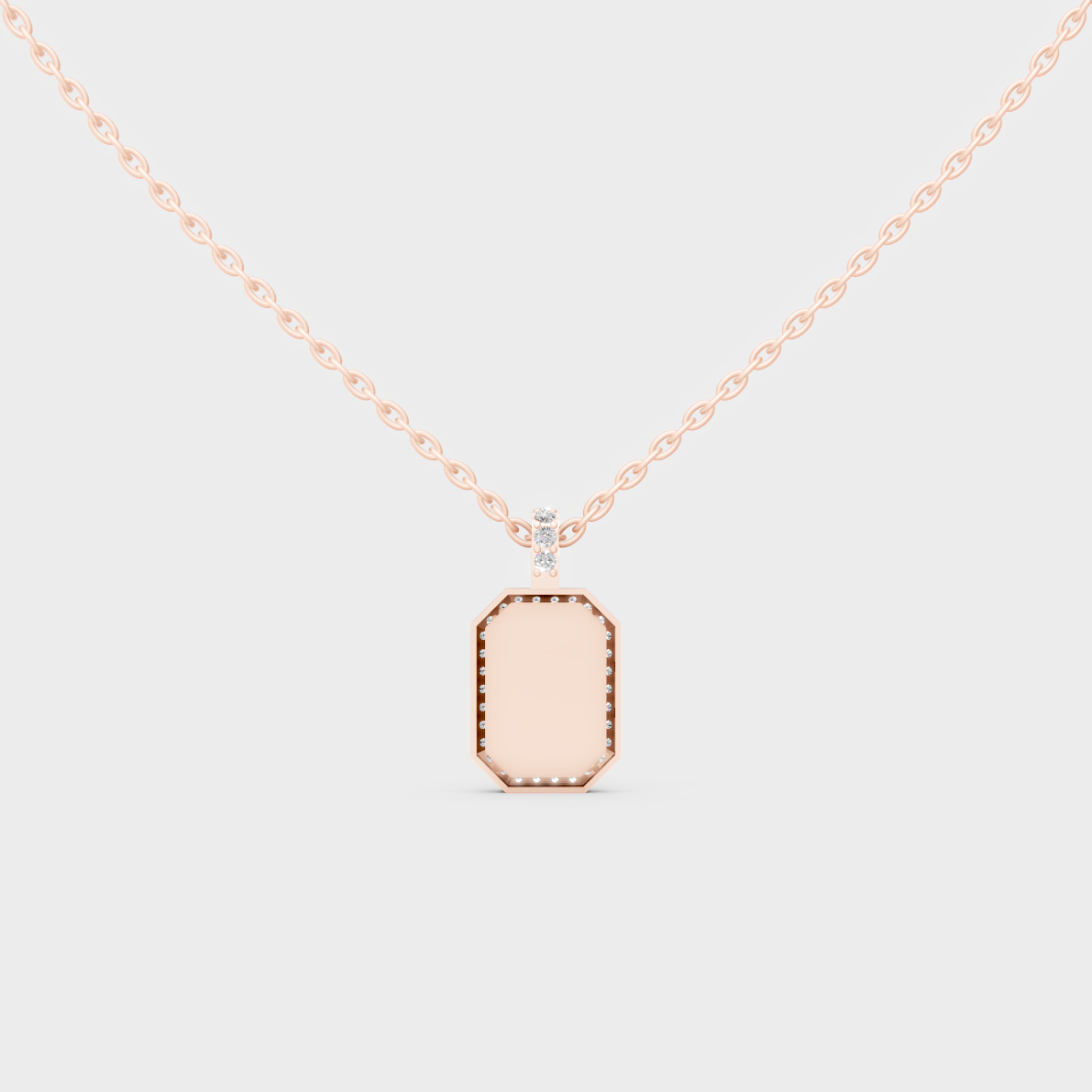 Detailed Close Up of Delicate "R" Initial Diamond Charm Handcrafted in 9K Rose Gold
