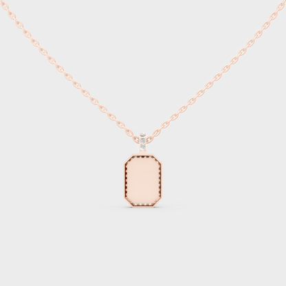 Detailed Close Up of Delicate "R" Initial Diamond Charm Handcrafted in 9K Rose Gold