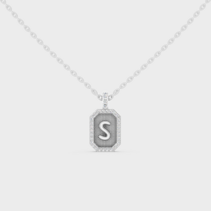 Radiant "S" Alphabet Lab Grown Diamond Pendant Flawlessly Set in 18K White Gold