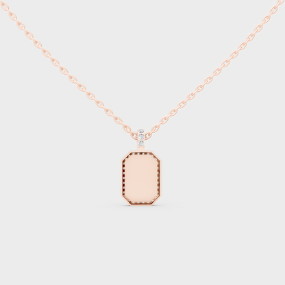 Detailed Close Up of Delicate "T" Initial Diamond Charm Handcrafted in 9K Rose Gold