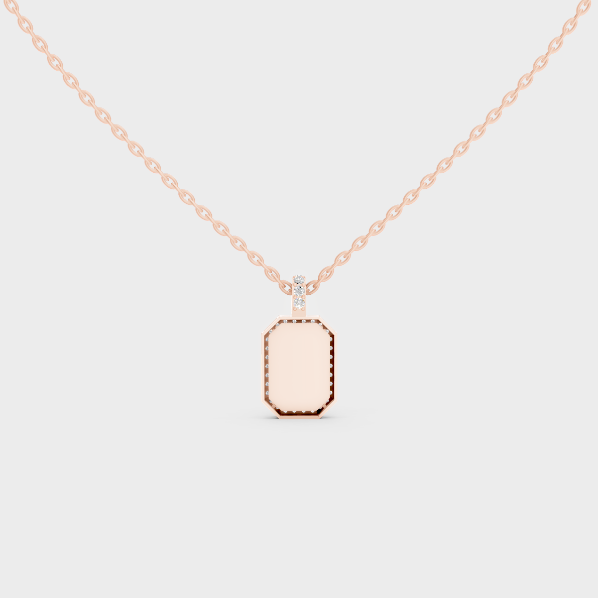 Detailed Close Up of Delicate "U" Initial Diamond Charm Handcrafted in 9K Rose Gold