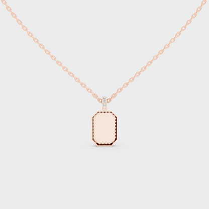 Detailed Close Up of Delicate "U" Initial Diamond Charm Handcrafted in 9K Rose Gold