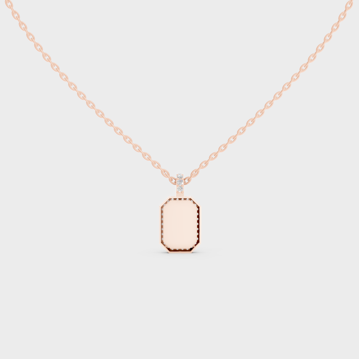 Detailed Close Up of Delicate "V" Initial Diamond Charm Handcrafted in 9K Rose Gold