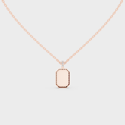 Detailed Close Up of Delicate "V" Initial Diamond Charm Handcrafted in 9K Rose Gold