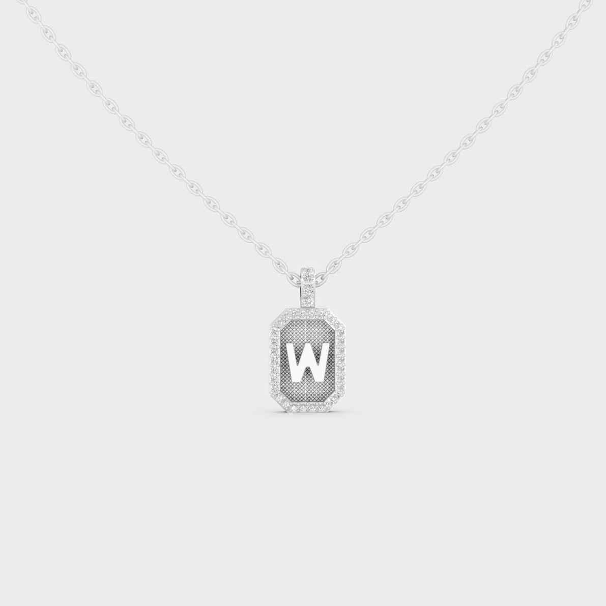 Radiant "W" Alphabet Lab Grown Diamond Pendant Flawlessly Set in 18K White Gold
