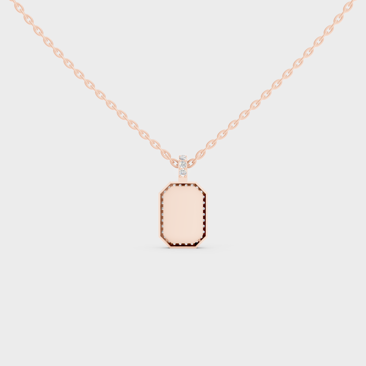 Detailed Close Up of Delicate "W" Initial Diamond Charm Handcrafted in 9K Rose Gold
