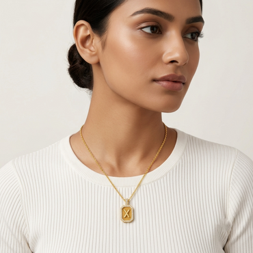 "X" Alphabet Lab Grown Diamond Pendant with Chain