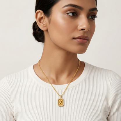 "X" Alphabet Lab Grown Diamond Pendant with Chain