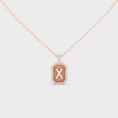 Chic Blush Pink "X" Alphabet Lab Grown Diamond Pendant in Solid 14K Rose Gold
