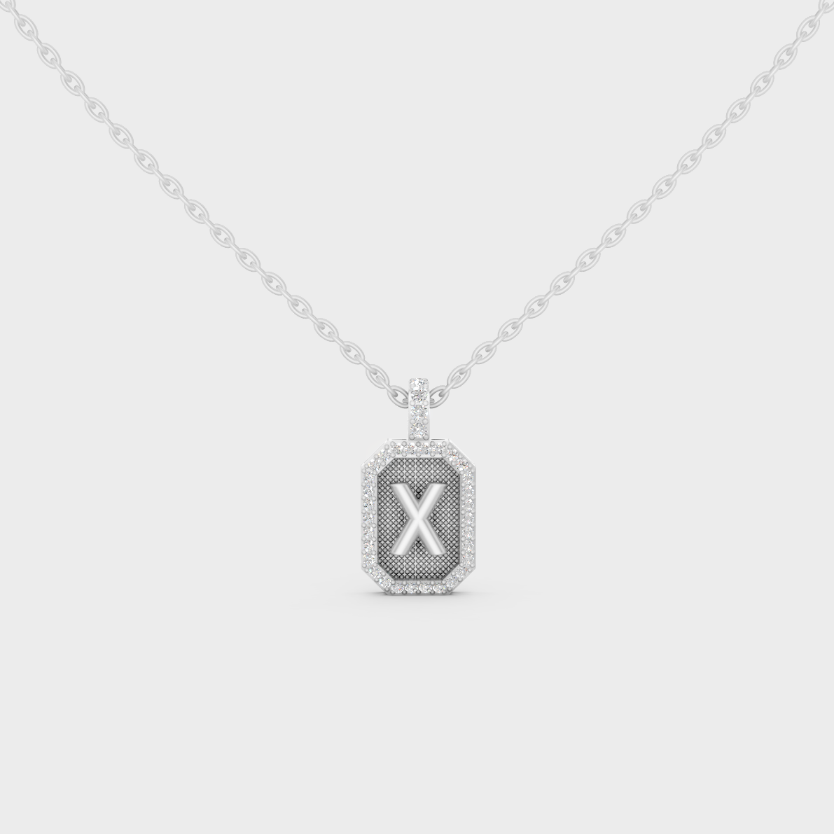 Radiant "X" Alphabet Lab Grown Diamond Pendant Flawlessly Set in 18K White Gold