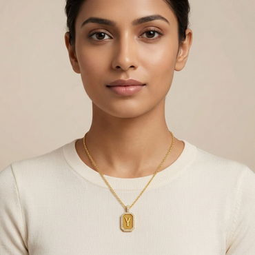"Y" Alphabet Lab Grown Diamond Pendant with Chain