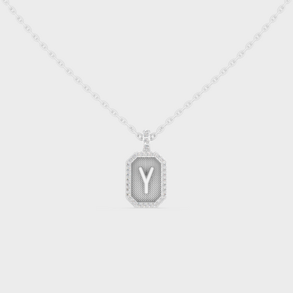Radiant "Y" Alphabet Lab Grown Diamond Pendant Flawlessly Set in 18K White Gold
