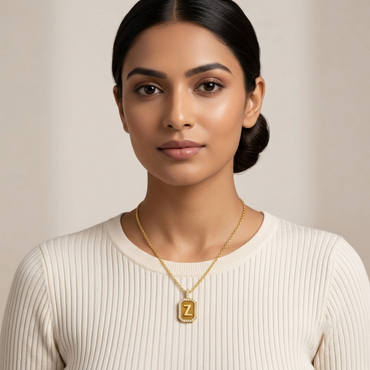 "Z" Alphabet Lab Grown Diamond Pendant with Chain