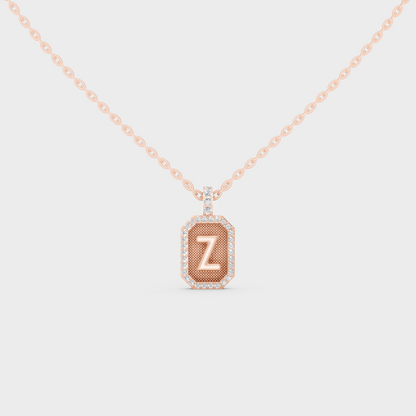 Chic Blush Pink "Z" Alphabet Lab Grown Diamond Pendant in Solid 14K Rose Gold