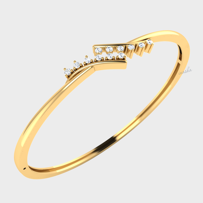 Round cut lab grown diamond bangle bracelet 9K 14K 18K yellow gold
