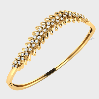 Round cut lab grown diamond bangle bracelet 9K 14K 18K yellow gold