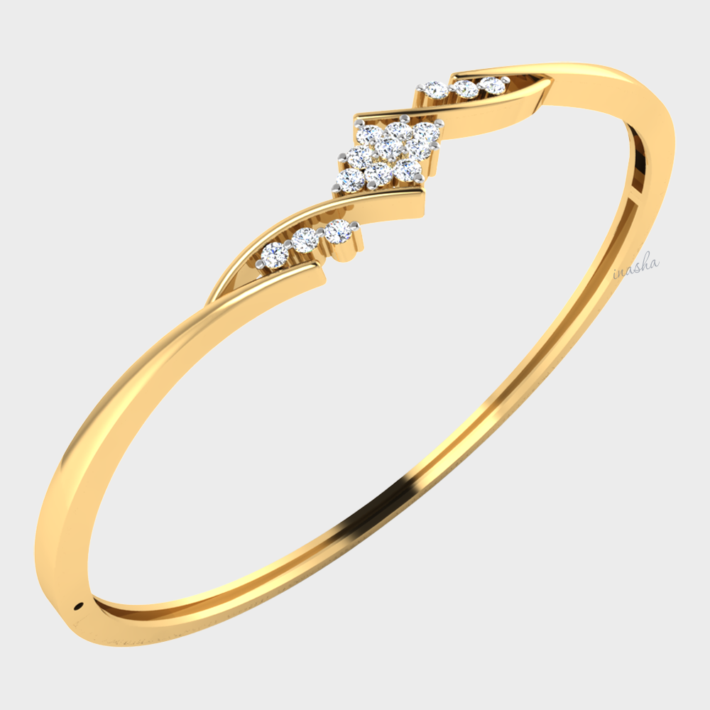 Luxury lab grown diamond bangle in yellow gold