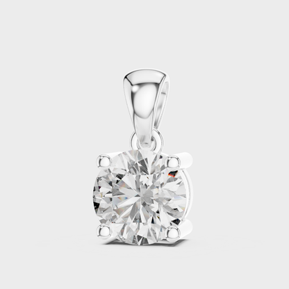 1 Carat Round Cut Lab-Grown Diamond Pendant with Chain In