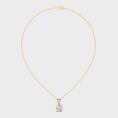 1 Carat Round Cut Lab-Grown Diamond Pendant with Chain In