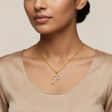 Shop our custom "P" Alphabet Lab Grown Diamond Pendant with Chain. Available in 9K, 14K, 18K Yellow, White, Rose Gold & 950 Platinum. Ethical luxury worldwide.