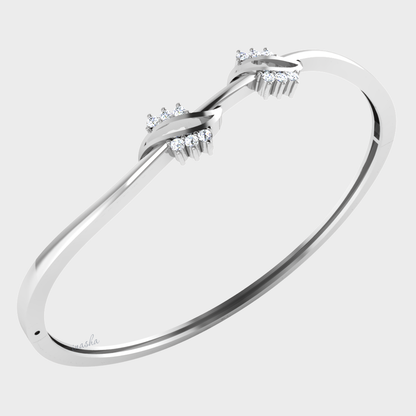 Round cut lab grown diamond bangle bracelet in white gold