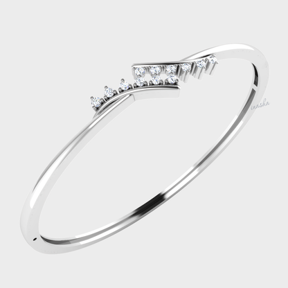 Round cut lab grown diamond bangle bracelet in white gold
