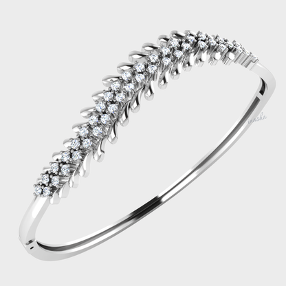 Round cut lab grown diamond bangle bracelet in white gold