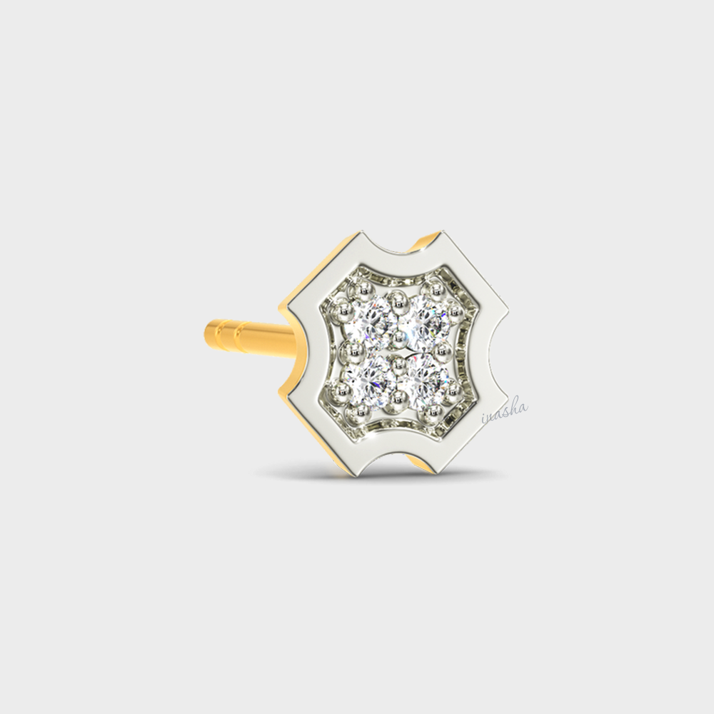Luxury 0.04 Ct Lab-Grown Diamond Men’s Stud In 14K Yellow Gold