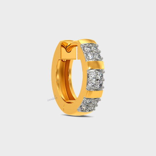 0.12 Ct Lab-Grown Round Diamond Men’s Single Hoop In 14K Yellow Gold – GLI Certified