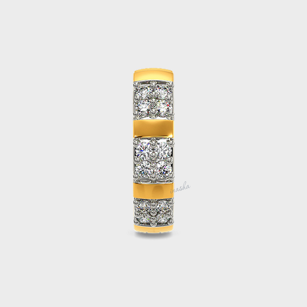 GLI Certified 0.12 Ct Men’s Diamond Single Hoop Earring In Hallmarked Yellow Gold