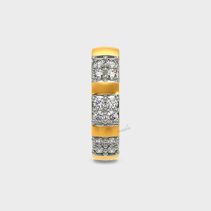 GLI Certified 0.12 Ct Men’s Diamond Single Hoop Earring In Hallmarked Yellow Gold