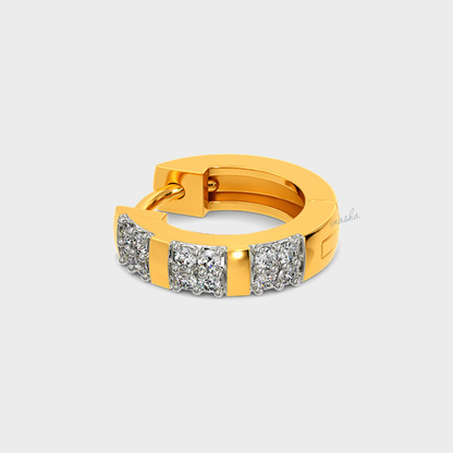Luxury 0.12 Ct Lab-Grown Diamond Men’s Single Hoop In 14K Yellow Gold