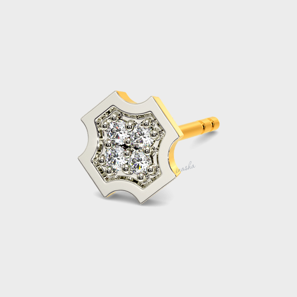 Minimalist Men’s Lab-Grown Round Diamond Stud In 14K Hallmarked Yellow Gold
