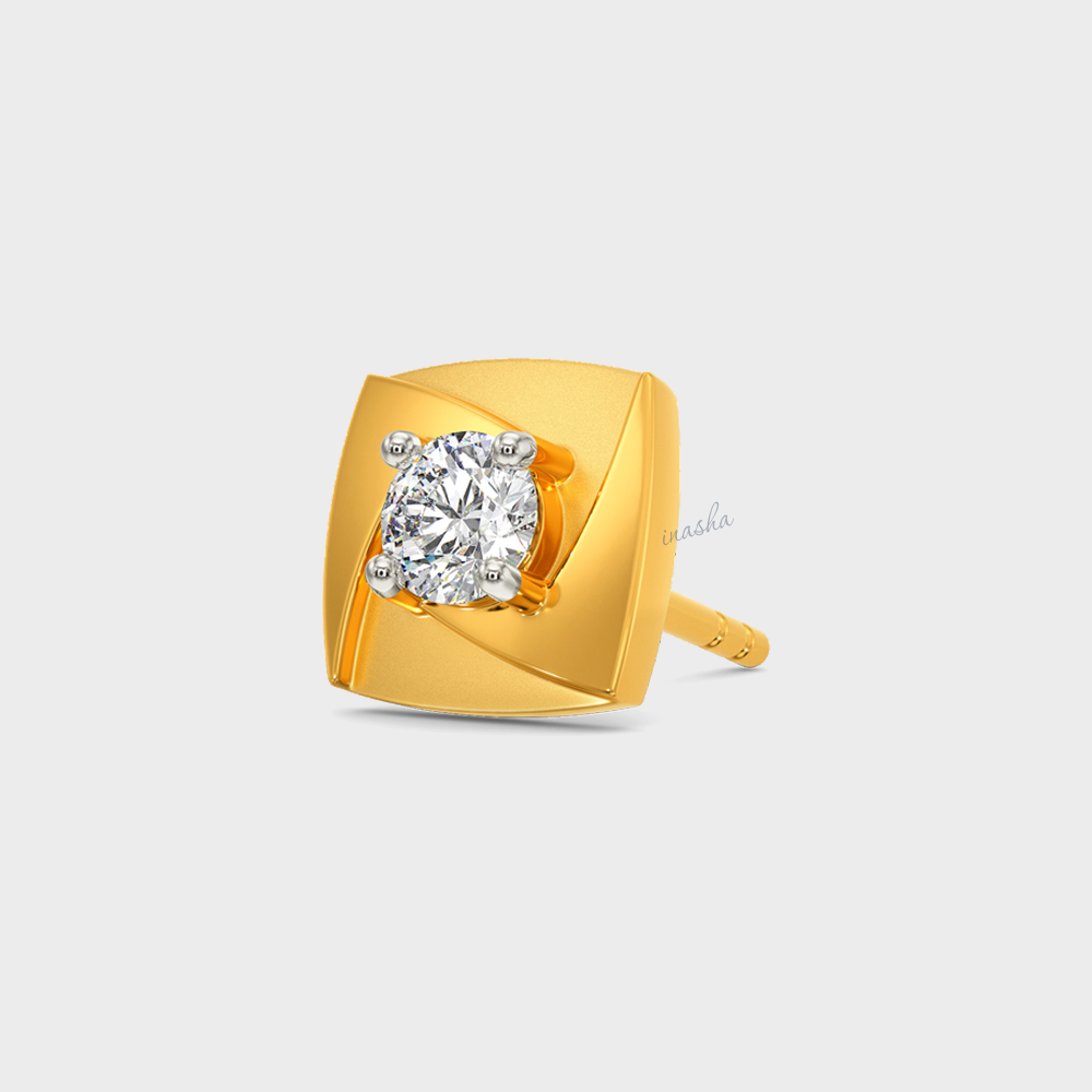 Luxury 0.10 Ct Lab-Grown Diamond Men’s Stud In 14K Yellow Gold