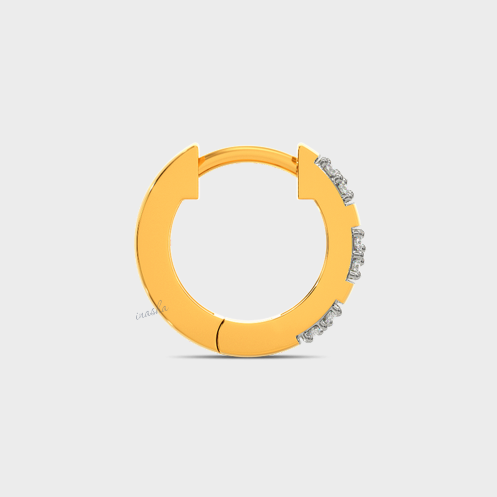 Minimalist Men’s Lab-Grown Round Diamond Single Hoop In 14K Yellow Gold