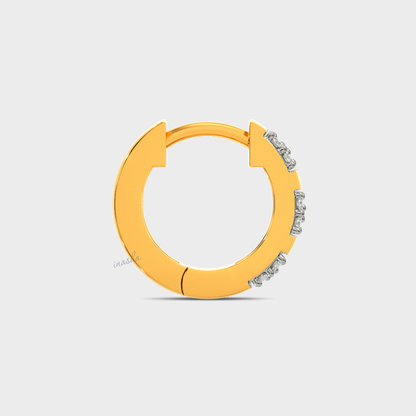 Minimalist Men’s Lab-Grown Round Diamond Single Hoop In 14K Yellow Gold
