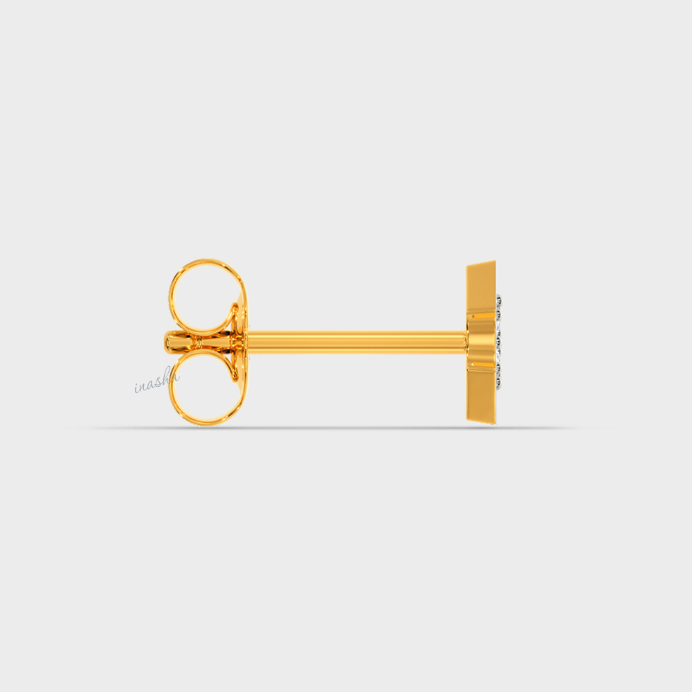 GLI Certified 0.04 Ct Men’s Lab-Grown Diamond Stud Earring In Yellow Gold