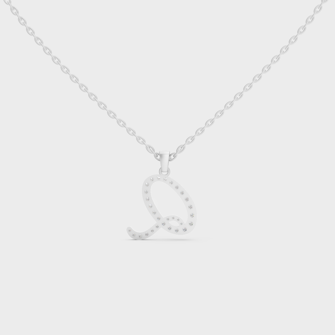 Hypoallergenic 950 Platinum "Q" Alphabet Lab Grown Diamond Pendant with Matching Chain