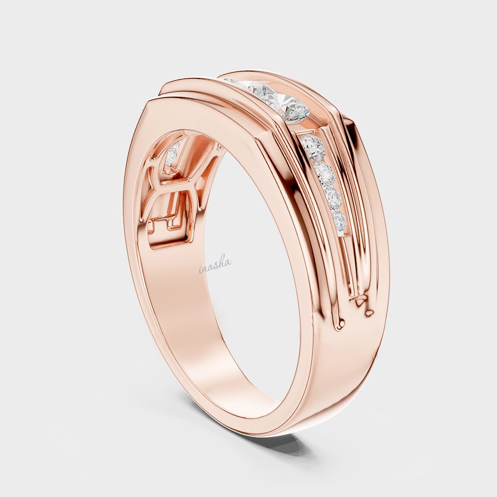 Certified lab grown diamond ring for men close view